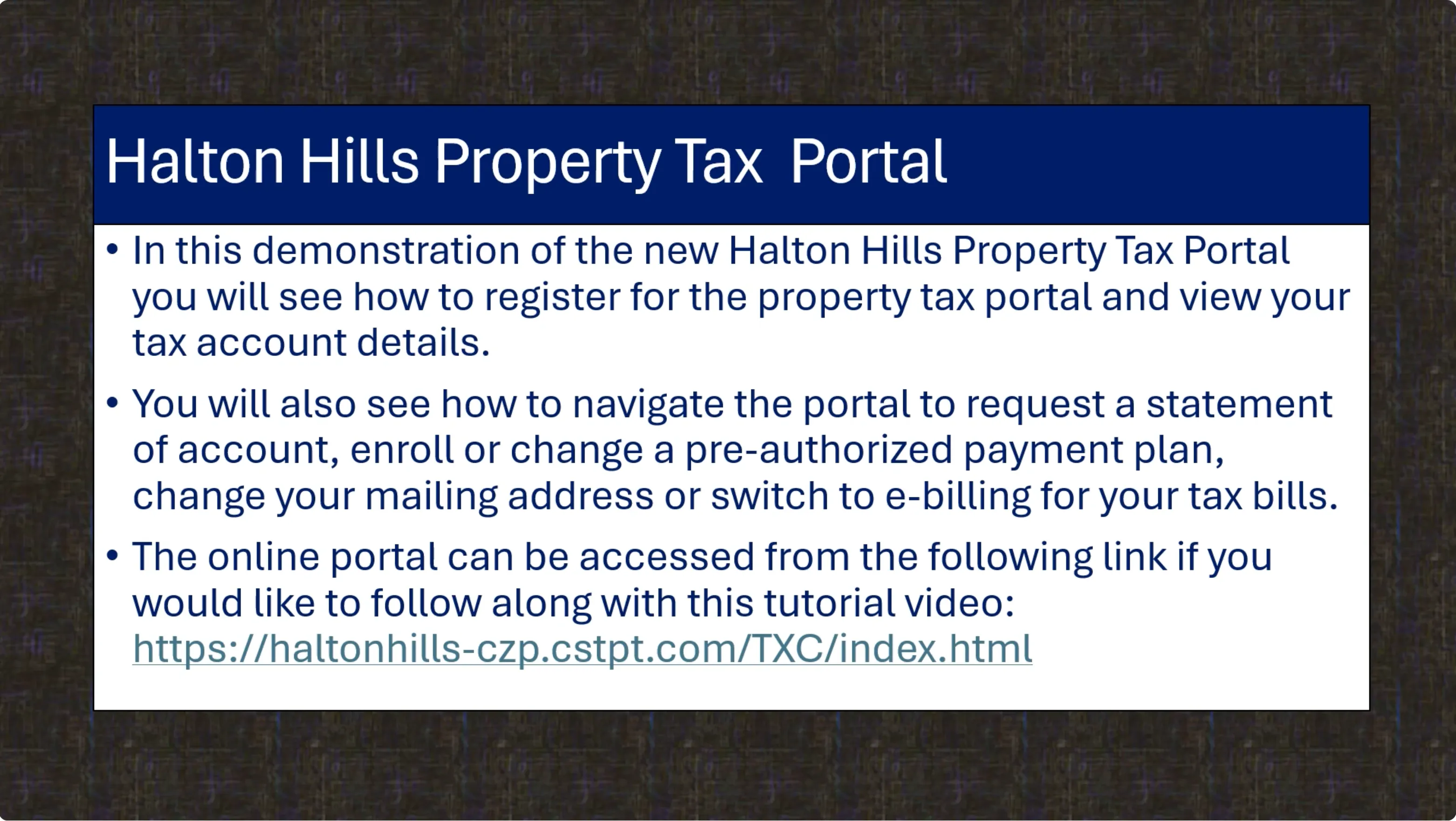 Play New Property Tax Portal Demo